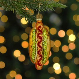 Northlight 6" Hot Dog with All The Fixings Glass Christmas Ornament
