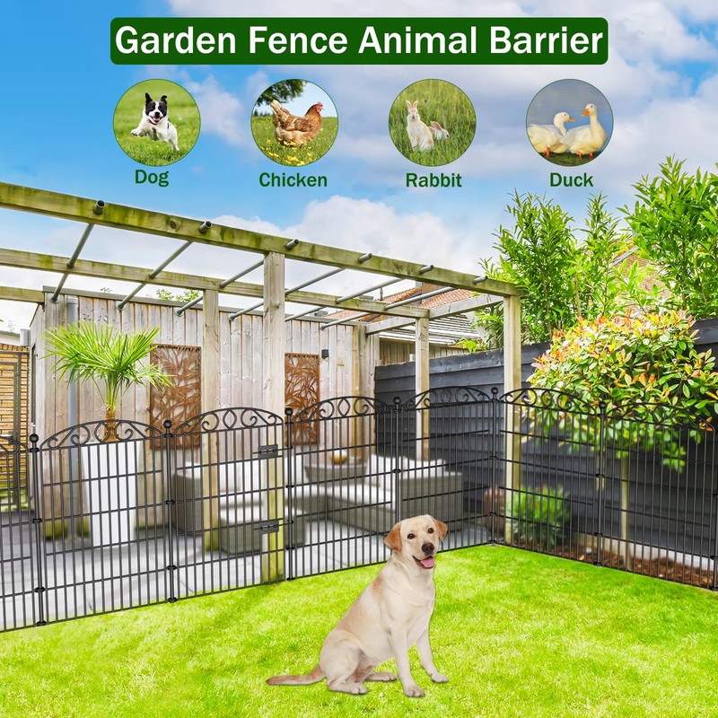 No Dig Decorative Garden Fence 6 Panel with Gate -
