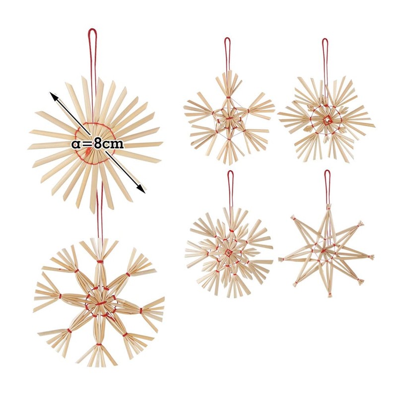 CENPEK Premium 24x Straw Stars Christmas Tree Decorations - Diameter
