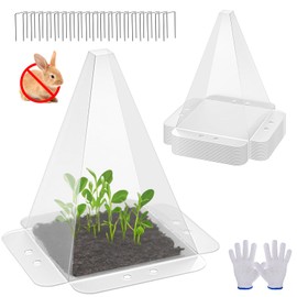 SENWELL-KA 60 Pack Garden Cloches for Plants - Clear Reusable Plastic Seedling Covers with 40 Metal Stakes - Mini Greenhouse Plant Bell Covers for Frost, Sun, Pests Protection(7.8" x 11")