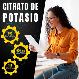 NSN Citrato de Potasio | Con Pulpa de Plátano | 550 mg por Porción | 200 Cápsulas