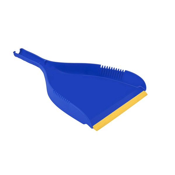 Superio Clip-On Dustpan - Heavy Duty Blue Plastic, Easy Grip Clip On Dust Pan with Rubber Edge, Detailed Sweeping Debris, Fits Standard Brooms Home & Commercial Dusting & Cleaning Tool (1)