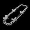 YBMYCM Butterfly Cuban Necklace Crystal Collars Cuban Link Chain Iced