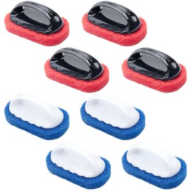 8 Pack Teak Brush Cleaner with Handle Teak Cleaning Brush Cleaning Scrub Scouring Pads Scrubbers for Simple Easy Polishing Refinishing Clean up Boat Accessories