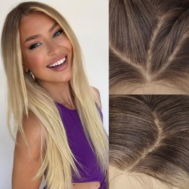 AISI HAIR 13x4 HD Lace Front Wig Mixed Blonde Pre Plucked With Baby Hair Straight Glueless Synthetic Wigs for Women 28inch Beginner Friendly