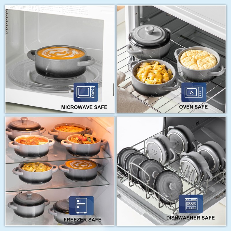 LOVECASA Mini Cocotte with Lid,12 OZ Small Casserole Dish for