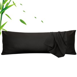 LINENOVA Body Pillowcase Set of 1, Rayon Derived from Bamboo Blend Cooling Pillow Cover, Moisture Wicking for Hot Sleepers, Ultra Soft and Breathable Envelope Pillow Case(Black, 48x150cm)