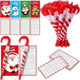 Pasimy 36 Sets Christmas Religious Gifts 36 Candy Cane Pens 36 Jesus Greeting Cards Merry Christmas Cards Xmas Ballpoint Pens Christian Holiday Party Favors for Christmas Church Event Supplies