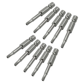 LDEXIN 10Pcs Magnetic Pentagon Head Screwdriver Bits 1/4" Hex Shank Security Tamper Proof 5 Point Driver Bits S2 Steel 5-Sided Star Bits Set, 2 Inch (50mm), G3.15