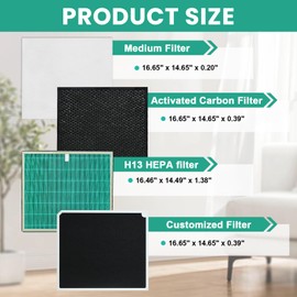 Air Purifier Filter Replacement Kit, Compatible with Rabbit Air A3 SPA-1000N Air Purifier, 4-Stage H13 Filtration Replacement Filter Set