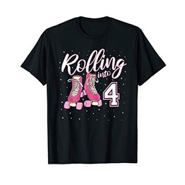 Rolling Into 4 Years Old Girl 4th Birthday Roller Skate T-Shirt