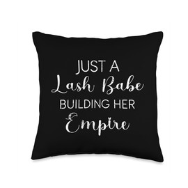 Just A Lash Babe Building Her Empire Eyelash Quote Vintage Babe Building Her Empire Tech Lash Artist Throw Pillow, 16x16, Multicolor