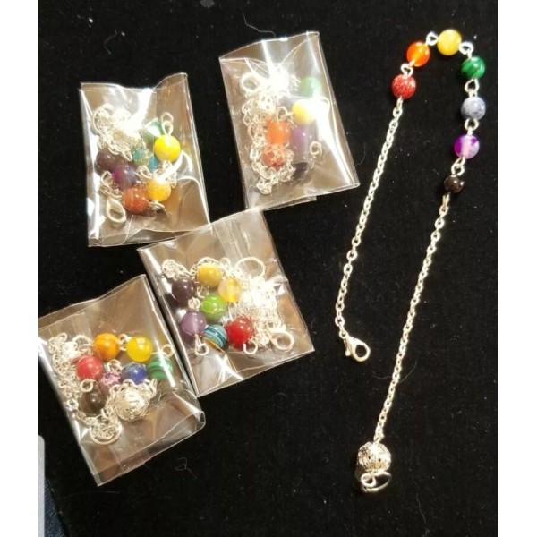 SET- 5 Wicca Chakra Chains 7 Natural Healing Stone With