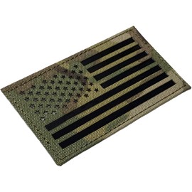 Infrared IR American Flag in Multicam - Tactical Morale Patch with Hook-Fastener Backing - 2x3.5" (Forward)