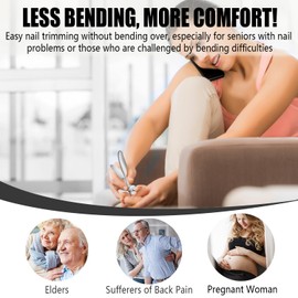 Nail Clippers for Seniors, DEJLIG Angled Head Toenail Clippers for Thick Nails with Catcher - Long Handle Heavy Duty Nail Cutter Trimmer for Thick Toenails for Men & Women