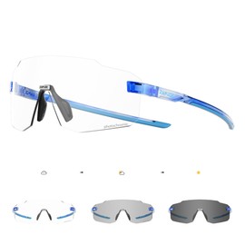 KAPVOE Photochromatic Photochromic Photochromic Cycling Glasses for Men Women Clear Road Bike Glasses MTB Sports Glasses Cycling Glasses UV400 Protection Rimless Transparent Lenses for Outdoor Sports