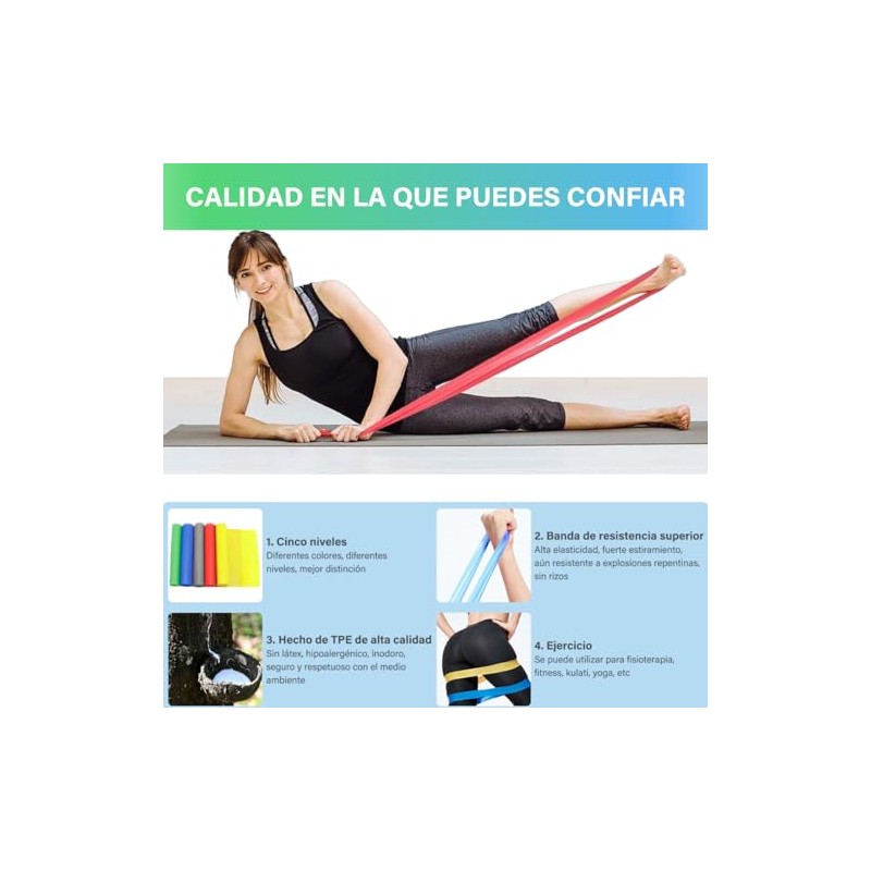EASYTAO Bandas de Resistencia Multifuncionales – Pack de 5 Ligas