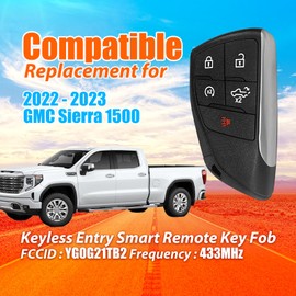 Keylessbest Replacement for 2021 2022 2023 2024 GMC Sierra 1500 Key Fob Remote Control YG0G21TB2 5 Buttons 433MHz
