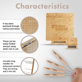 ThinkerBrand Crochet Blocking Board – 13” Foldable Bamboo Blocking Board with 35 Strong Pins and Hooks, Ideal for Granny Squares, Knitting Projects, and Gifts for Crocheters