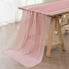 flohar 12Pack 9ft Chiffon Table Runner 14x108 Inch Sheer Romantic Table Runner for Wedding Birthday Party Bridal Shower Outdoor Decoration-Light Pink