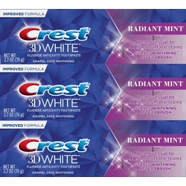 Crest 3D White Toothpaste Radiant Mint, 2.7 Oz (76g) - Pack of 3