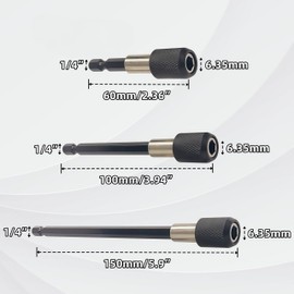 9 Pcs Hex Shank Magnetic Drill Bit Extension Set, Quick Release Bit Holder with 1/4" Hex Shank for Impact Driver Bits - 2", 4", 6" Length (Black)