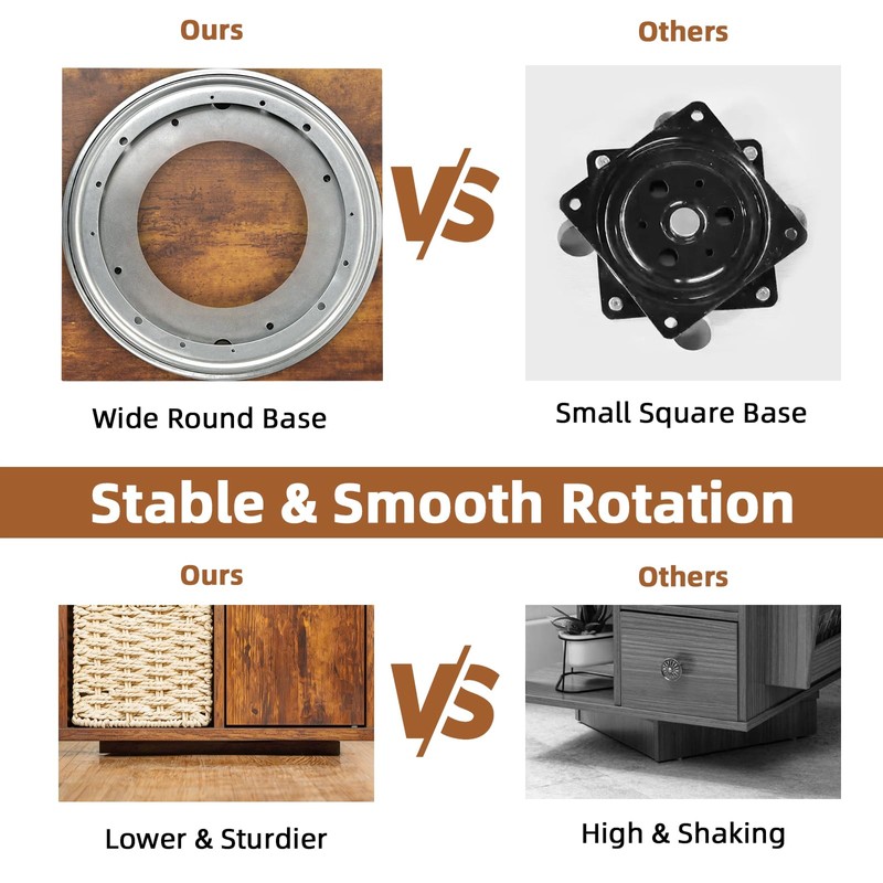 Square Rotating End Table with Storage, 16"D x 16"W x