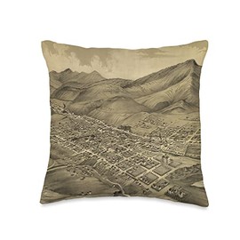 Old Montana Capital City Atlas Vintage Helena MT Map (1875) Throw Pillow, 16x16, Multicolor
