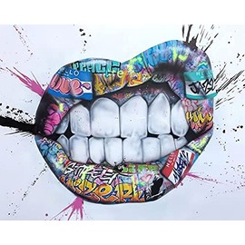 Tucocoo DIY Painting by Numbers Kits for Adults - Abstract Lip Landscape 3 - Oil Painting Digital on Canvas Wall Art Decoration Gift 16Inch X 20Inch