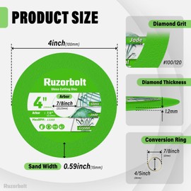 Glass Cutting Disc 4 Inch (5PCS) for Angle Grinder, 4" X 7/8" Tile Cutting Disc, Ultra-Thin Glass Cutters Tools for Ceramic, Crystal, Wine Bottle, Tile, Jade