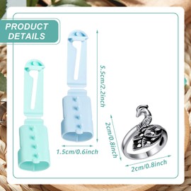 8 Pieces Yarn Guide Finger Holder Knitting Thimble Hand Knitting Supplies, 4 Plastic Yarn Guide, 2 Metal Yarn Guide Stainless Steel Thimble Finger Holder, 2 Adjustable Braided Ring for Crochet Craft