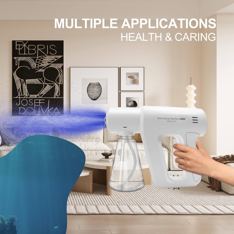 Atomizer Sprayer，Rechargeable ULV Nano Sprayer with Blue Light,Electrostatic ULV Atomizer