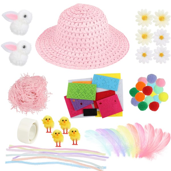 SULOLI Easter Bonnet Decorations Kit,Easter Hats to Decorate Make Your