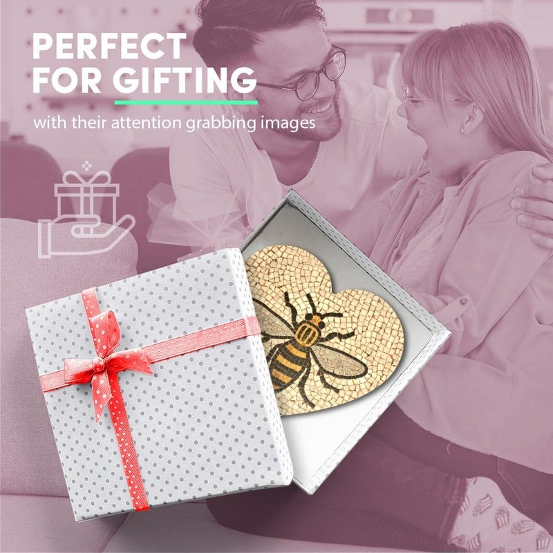 1x Heart MDF Magnet 6cm - Manchester Bee Mosaic Pattern