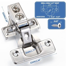 Chumia 100 Pack Soft Closing Cabinet Hinges for Kitchen Cabinets 1/2" Partial Overlay