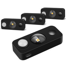 LEDLampsWorld Black Motion Sensor Night Light, Wireless Rechargeable Puck Lights for Cabinet, Dimmable Stick on LED Closet Lights, Warm White Motion Sensor Light Indoor(4 Pack)