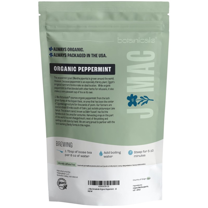 J Mac Botanicals Organic Peppermint Leaf Tea