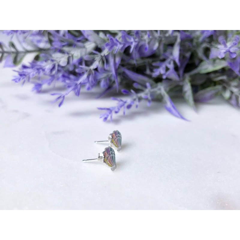 iuaccessories 925 Sterling silver mermaid sea shell stud earrings for