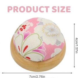 Wooden Base Pin Cushion,Round Shaped Pin Cushions,Japanese Style Round Needle Pincushions,Pincushions with Floral Print,Cute Sewing Pin Cushion,Pin Cushion for Sewing Needles Crafts,Pin Holder(Pink)