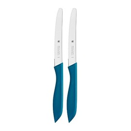 WMF Frühstücksmesser Set 2-teilig, 23 cm, Brötchenmesser Wellenschliff, Brotzeitmesser, Spezialklingenstahl, Kunststoffgriff, blau