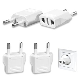 Owlbud Enchufe Adaptador de EE.UU. a Europa Tipo C, Conversor de Energía para Viajes, Juego de 4 Unidades, Ideal para Dispositivos Estadounidenses en Países Europeos