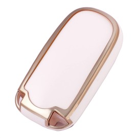 TANGSEN Key Fob Cover Soft TPU Full Protection Key case Compatible with Jeep Cherokee Compass Grand Cherokee SRT Hellcat 2 3 4 5 Button Keyless Entry Remote Case (White)