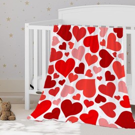 YeeJu Valentines Day Baby Throw Blanket Small Red Love Heart Blanket Pet Toddler Swaddle Lap Wedding Gift Soft Cozy Lightweight Fuzzy Plush Fleece Blankets and Throws 30x40
