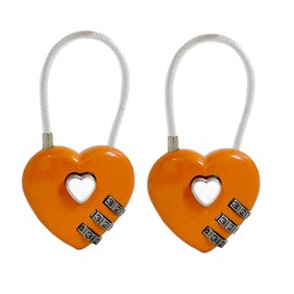 LITAITAI Heart Shaped Padlock, Love Padlock, Small Locker Locks，Love Lock for Jewelry Storage Box Locker Decor Valentine Gift,Combo Lock,Gym Locker Lock (2PCS, Macaron Orange)