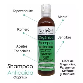Natiwe Botanica Shampoo Herbal Anticaída. Romero, Bergamota (efecto Rapunzel