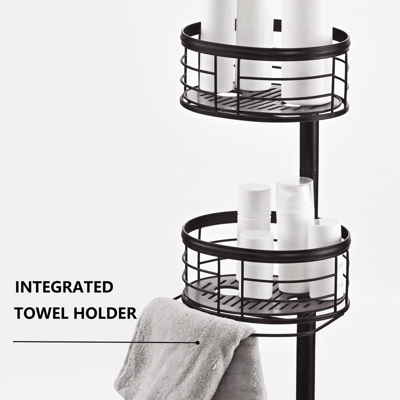 Utopia Alley Rust-Resistant Tension Pole Shower Caddy, 3 Shelves (Oil