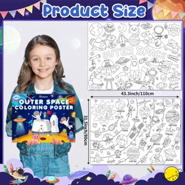 2Pack Outer Space Giant Coloring Poster, Solar System Large Coloring Poster for Kids, Big Jumbo Coloring Table Cloth Space Themed Craft for Classroom Home Decoration Kids Birthday Gifts Party Favors