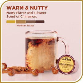 Don Francisco's Cinnamon Hazelnut Flavored Coffee Pods, 24 Count, Medium Roast, Compatible with Keurig Brewers