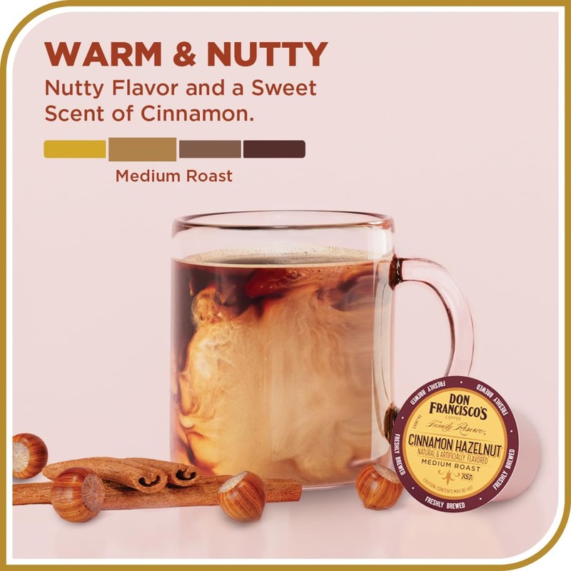 Don Francisco's Cinnamon Hazelnut Flavored Coffee Pods, 24 Count, Medium
