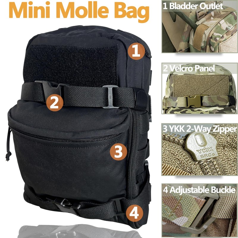 TWINFALCONS Tactical Hydration Backpack, Molle Backpack 500D Nylon Hydration Backpack